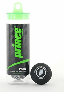Prince Rebel Double Yellow Dot Squash Ball, 3-ball tube